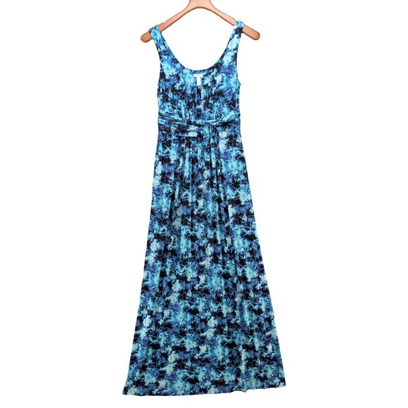 Soma Tie Dye Maxi Dress Aqua Navy Black Sleeveless Stretch Pullover Size S - Picture 1 of 9